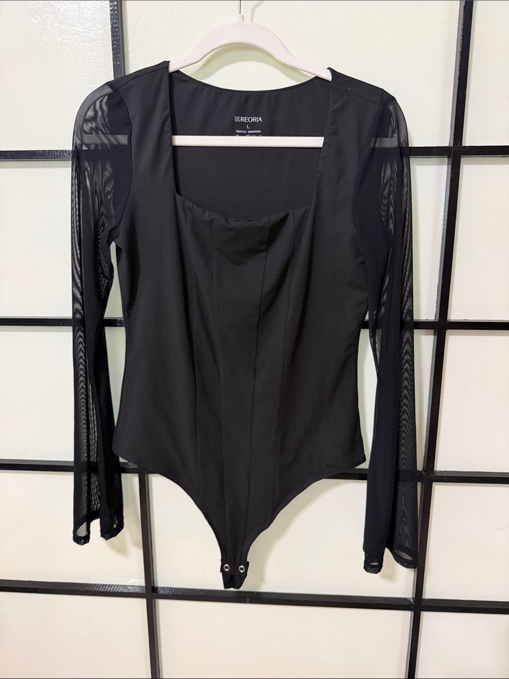 Black Sheer-Sleeve Bodysuit